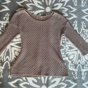 Size XL Old Navy Tan knit crochet Quarter Sleeve Sweater